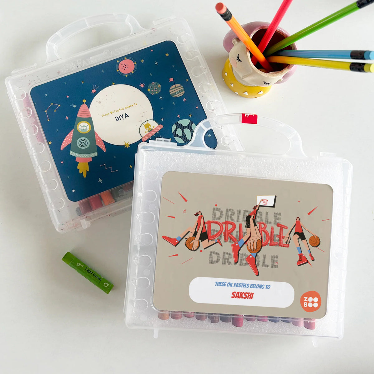Personalised Basketball Fever Girl Faber-Castell Crayon Box for Kids - image 3