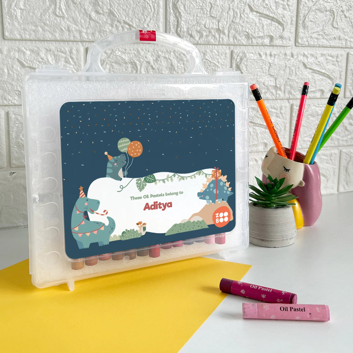 Personalised Dino Party Faber-Castell Crayon Box for Kids - image 2