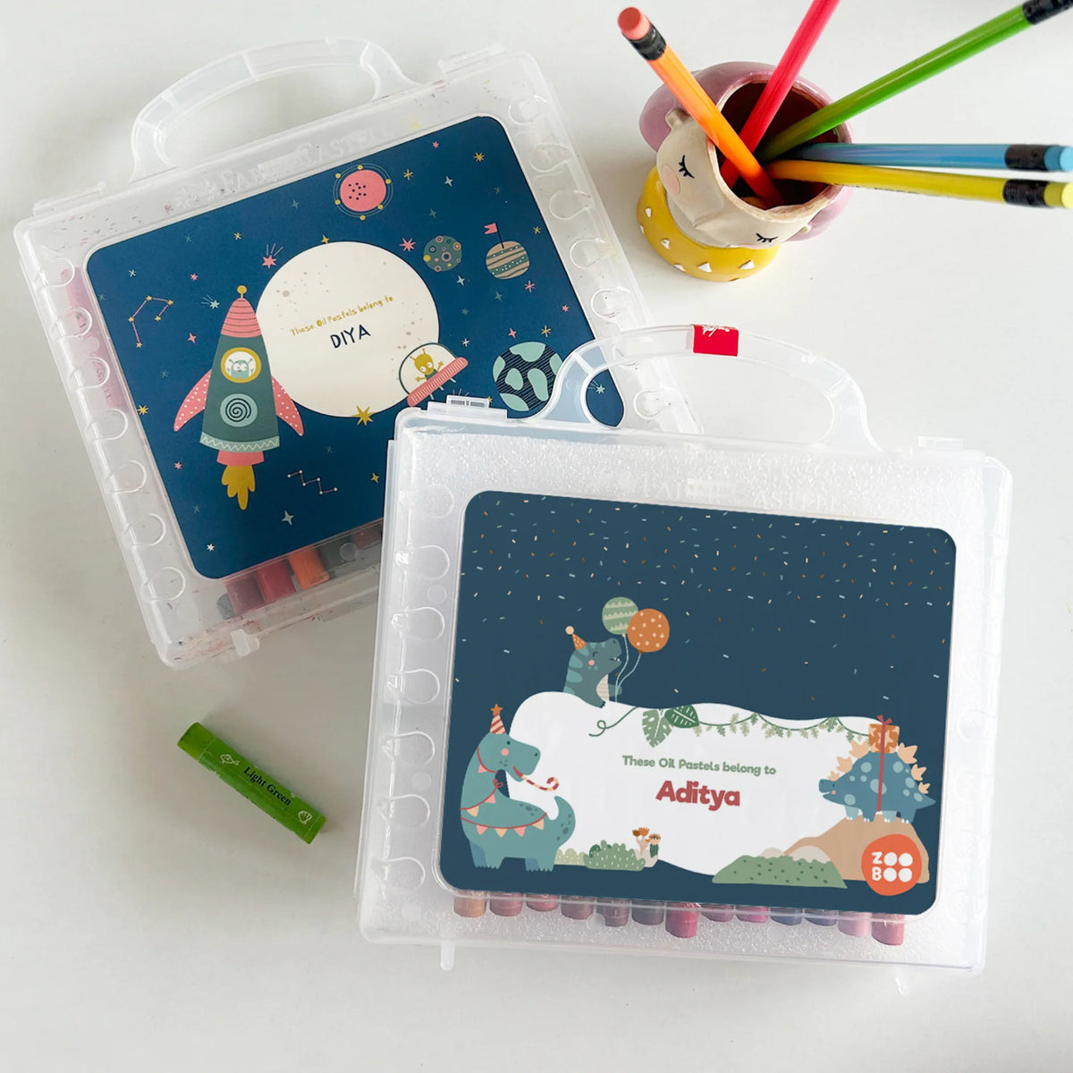 Personalised Dino Party Faber-Castell Crayon Box for Kids - image 3