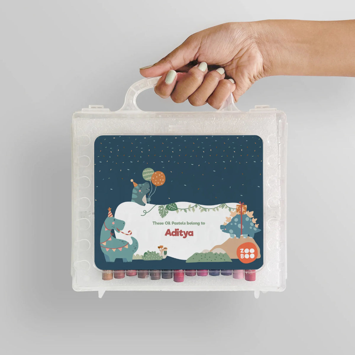 Personalised Dino Party Faber-Castell Crayon Box for Kids - image 4