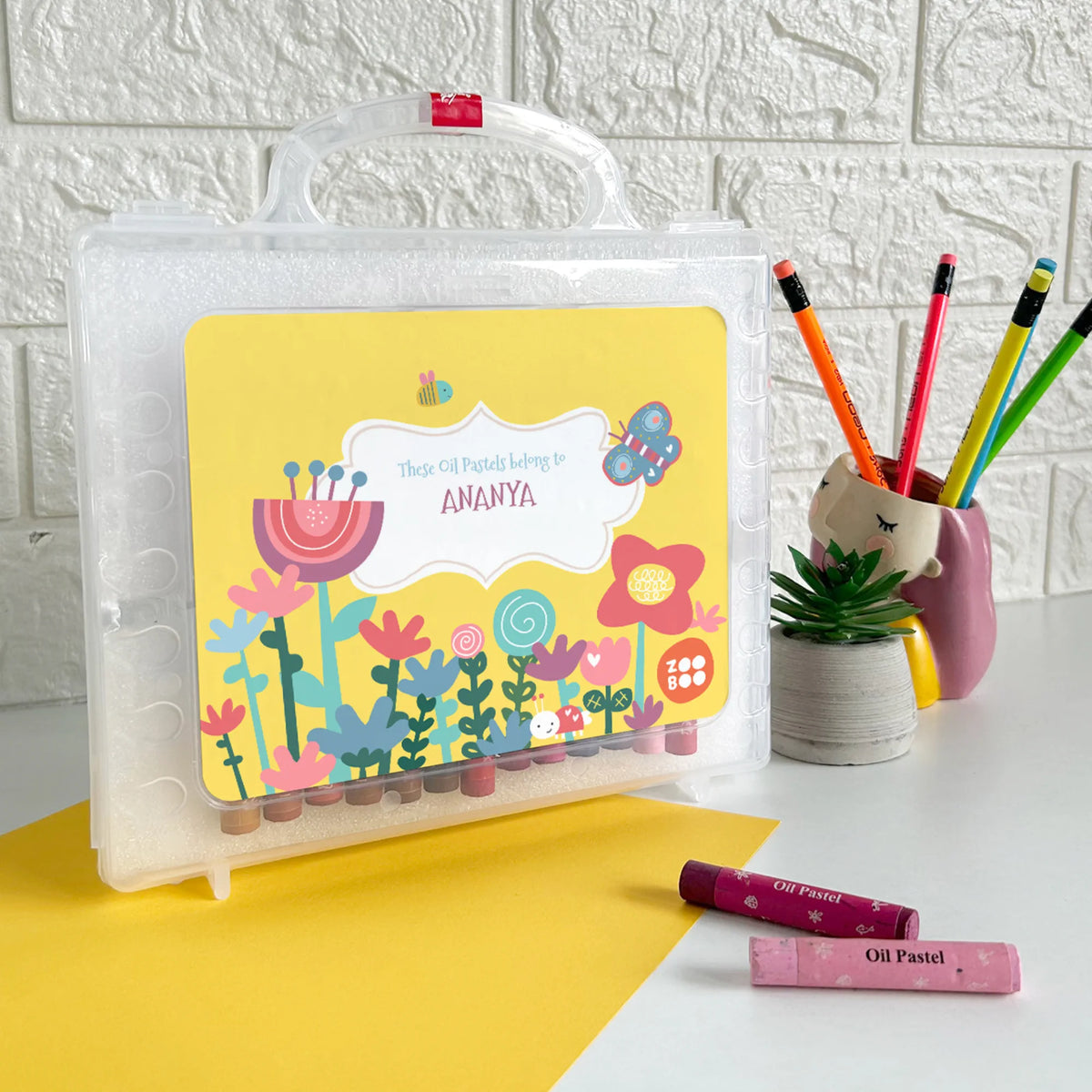 Personalised Flower Power Faber-Castell Crayon Box for Kids - image 2