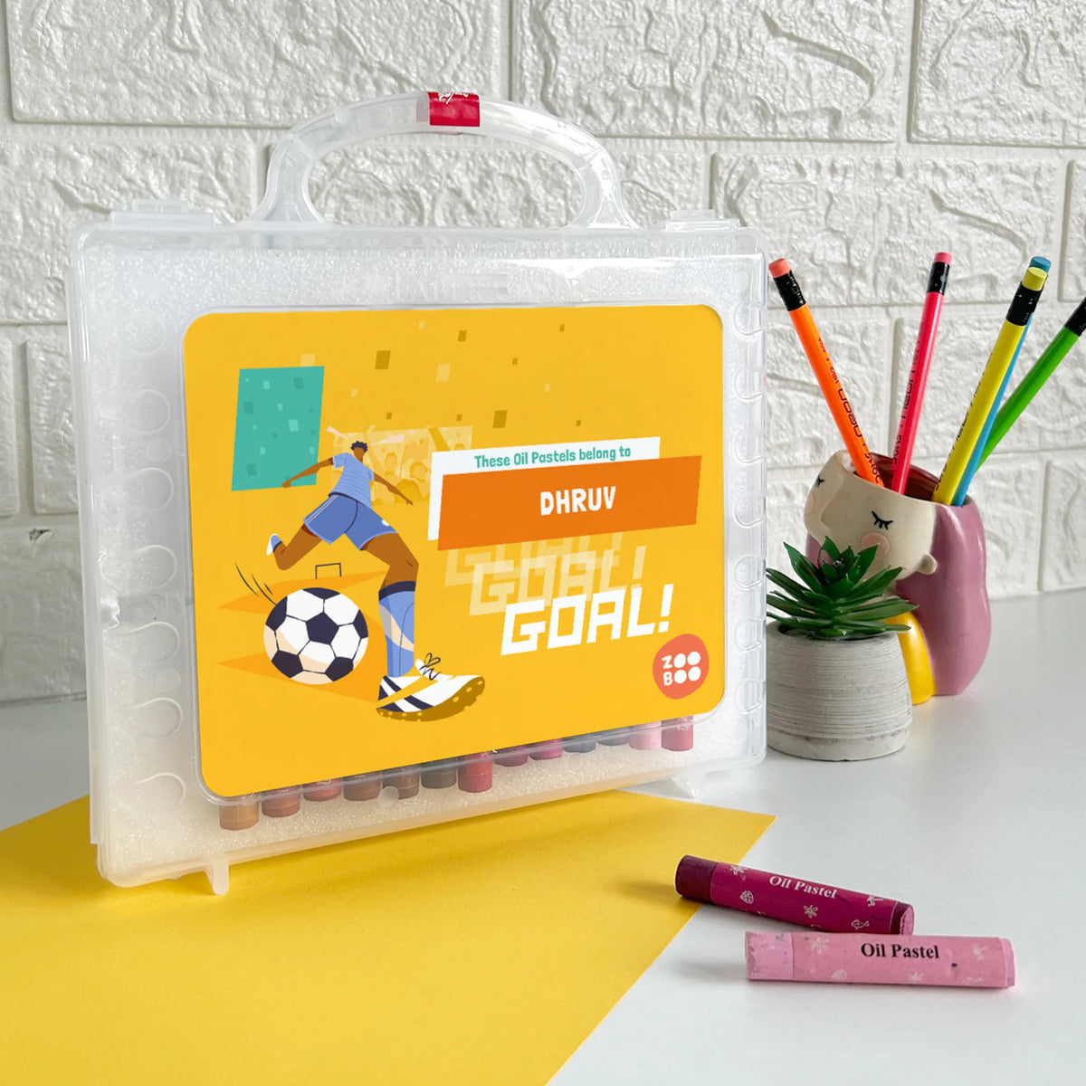 Personalised Football Goals Boy Faber-Castell Crayon Box for Kids - image 2