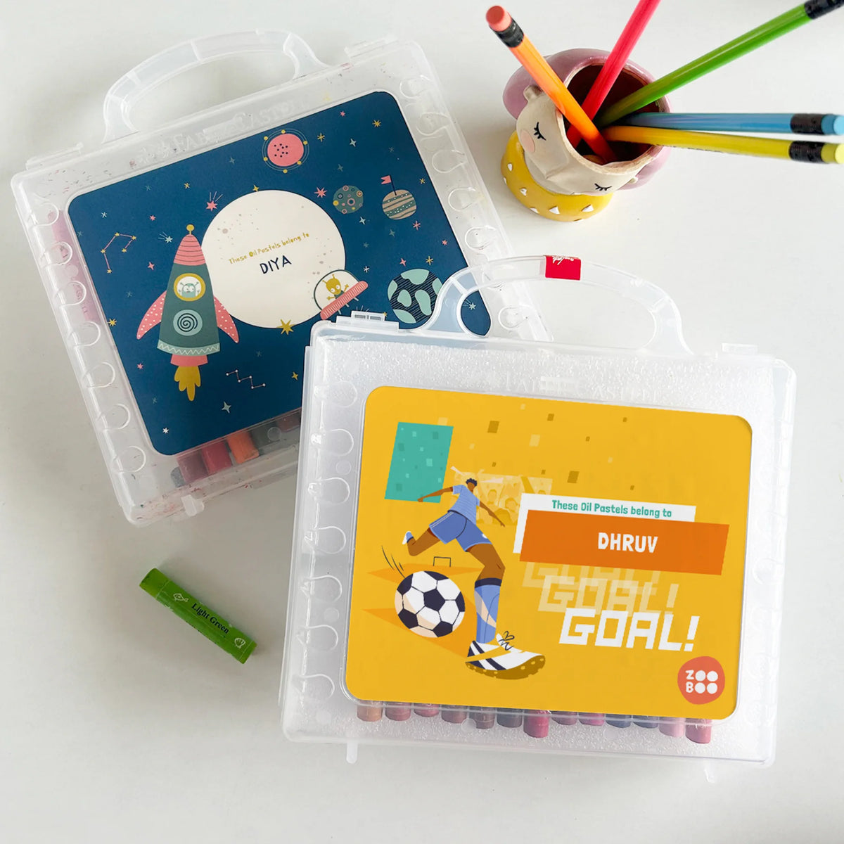 Personalised Football Goals Boy Faber-Castell Crayon Box for Kids - image 3