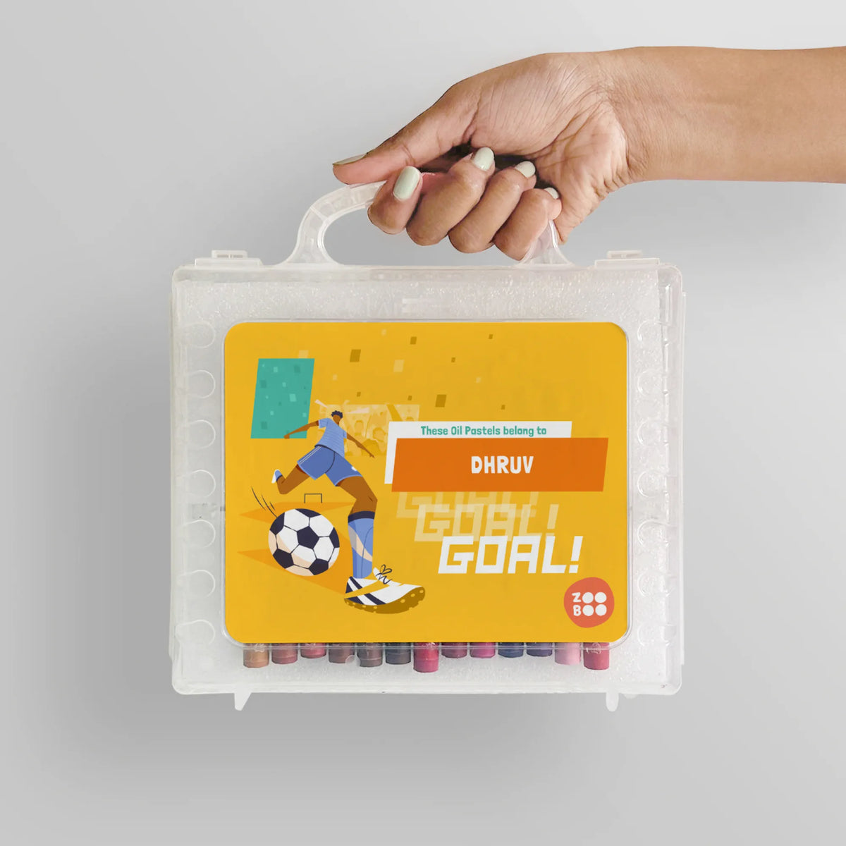 Personalised Football Goals Boy Faber-Castell Crayon Box for Kids - image 4
