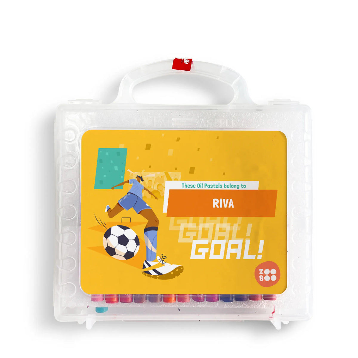 Personalised Football Goals Girl Faber-Castell Crayon Box for Kids - image 1