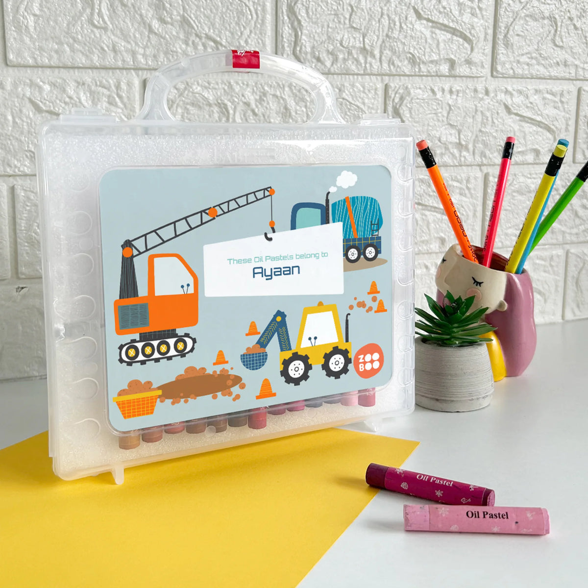 Personalised Let's Build Faber-Castell Crayon Box for Kids - image 2