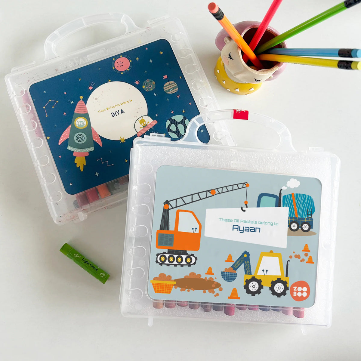Personalised Let's Build Faber-Castell Crayon Box for Kids - image 3