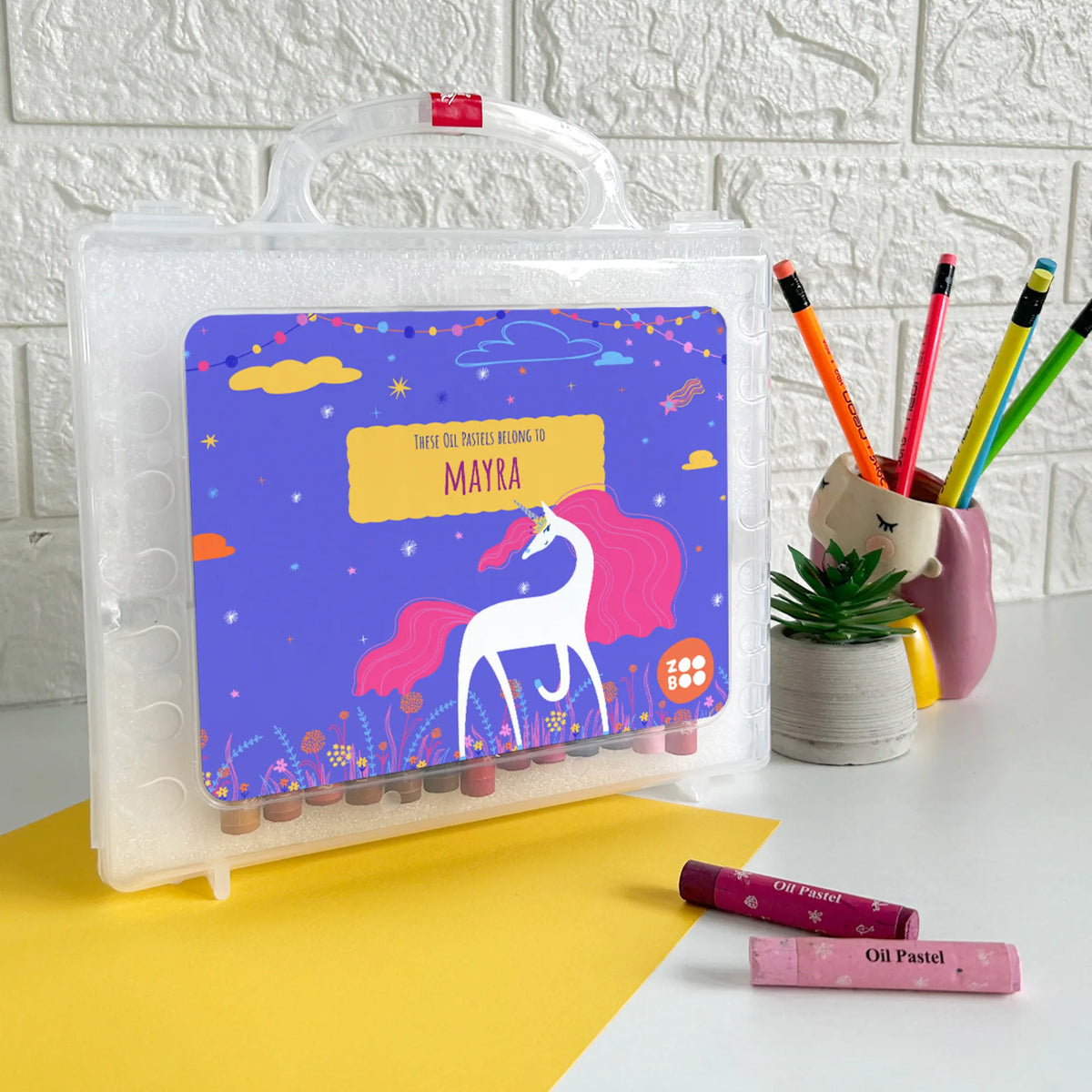 Personalised Magical Unicorn Faber-Castell Crayon Box for Kids - image 2