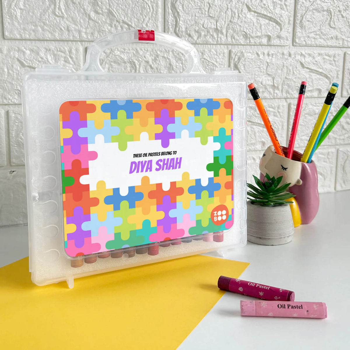 Personalised Puzzle Pop Faber-Castell Crayon Box for Kids - image 2