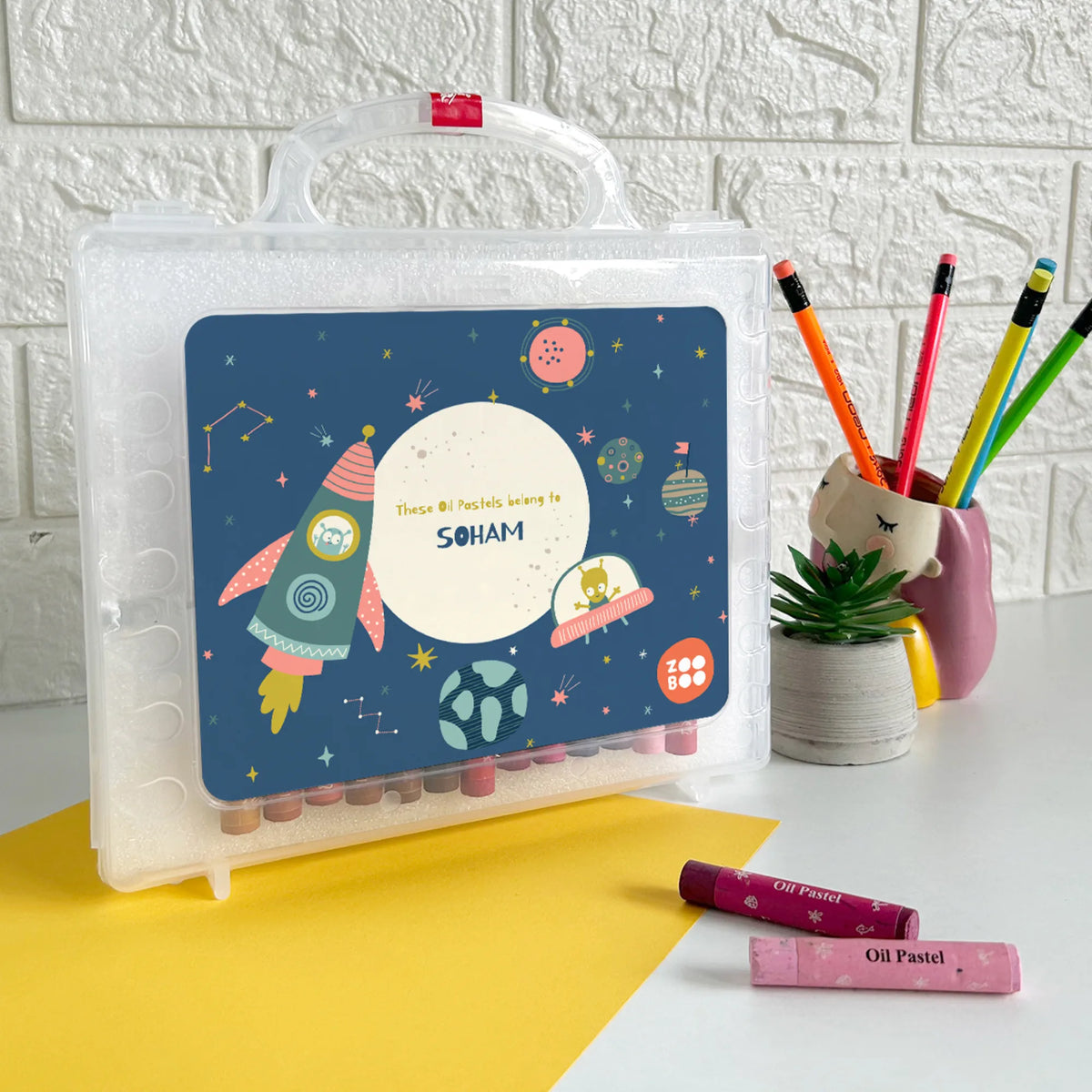 Personalised Space Explorer Faber-Castell Crayon Box for Kids - image 2