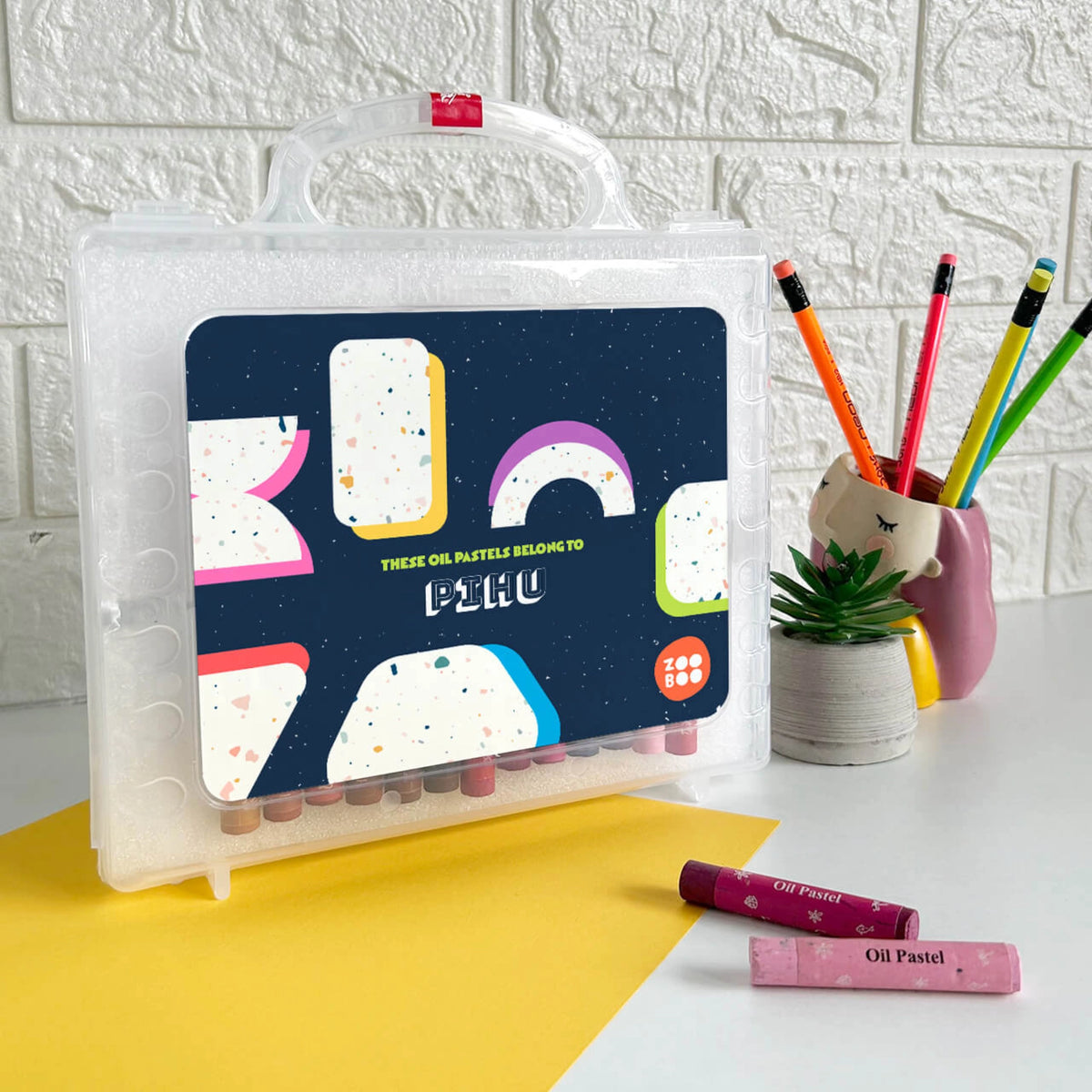 Personalised Terrazzo Pop Faber-Castell Crayon Box for Kids - image 2