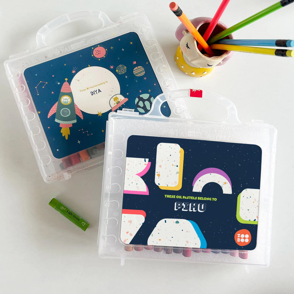 Personalised Terrazzo Pop Faber-Castell Crayon Box for Kids - image 3