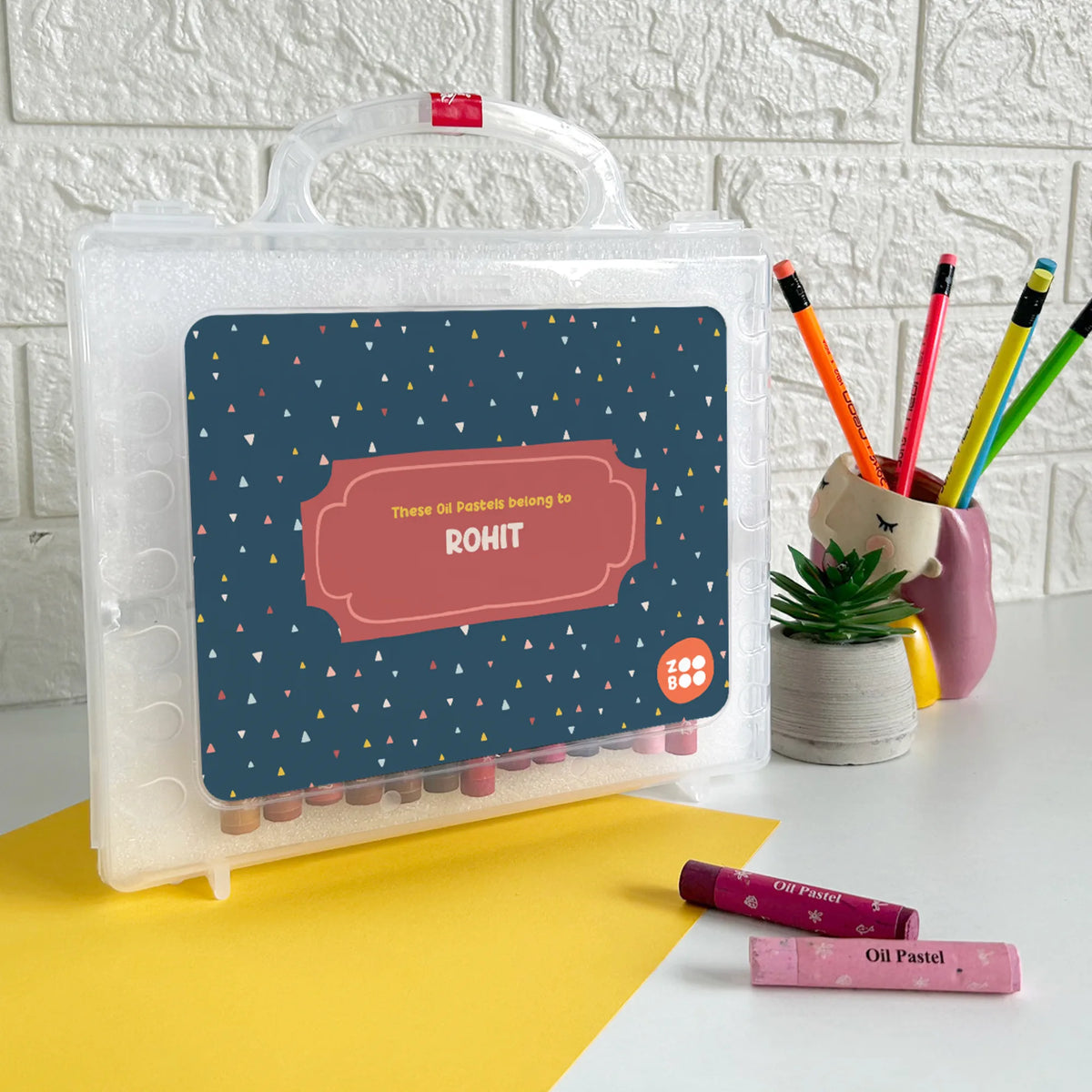 Personalised Triangle Tango Faber-Castell Crayon Box for Kids - image 2