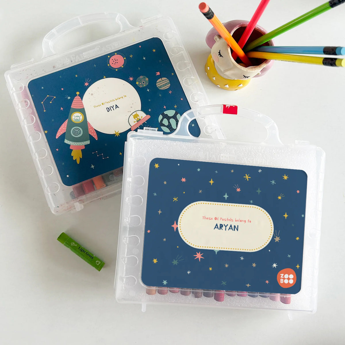 Personalised Twinkling Stars Faber-Castell Crayon Box for Kids - image 3