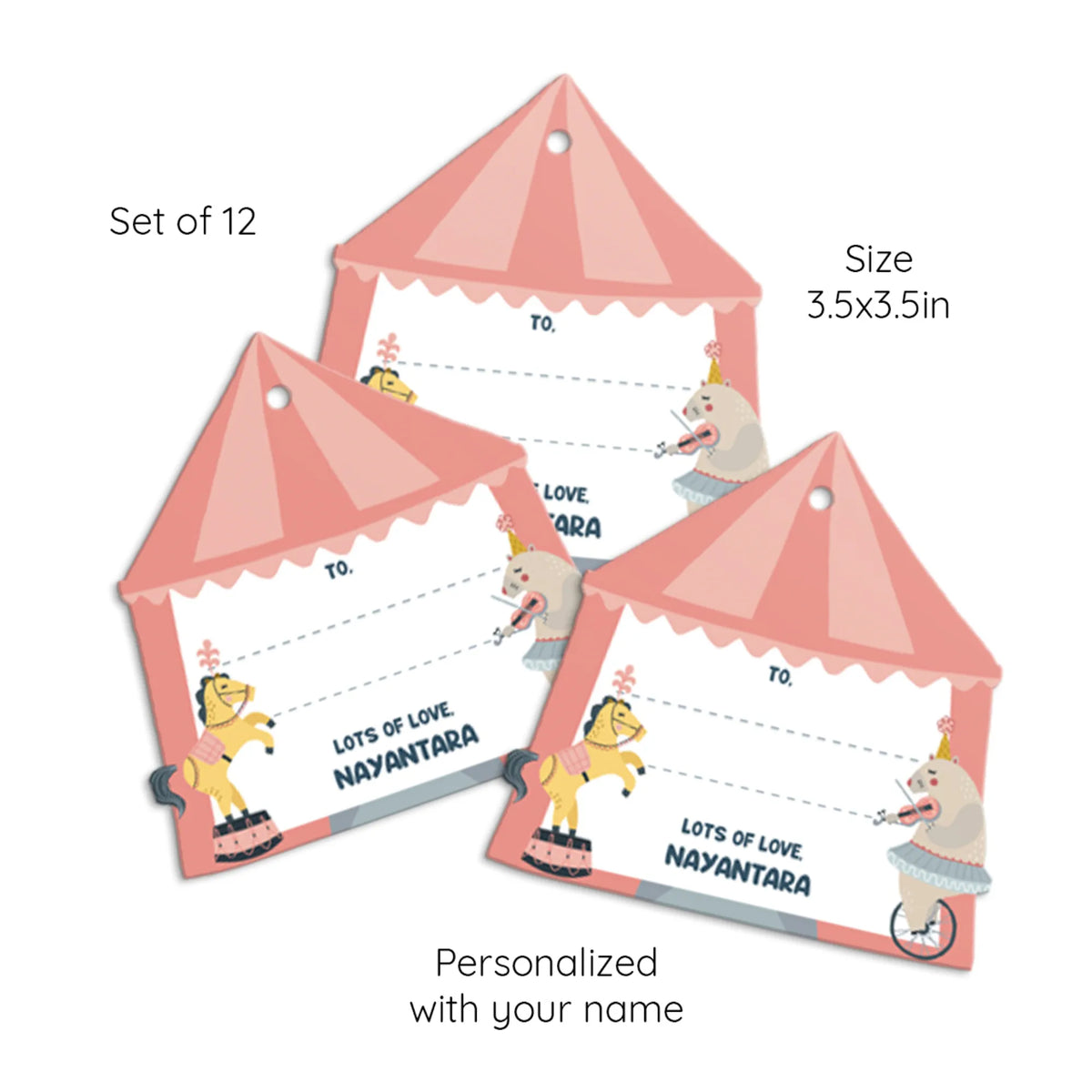 Personalised Animal Circus Gift Tags  -  Set of 12 - image 6