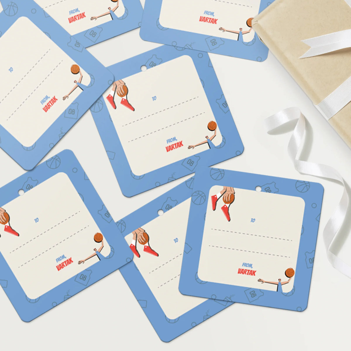 Personalised Basketball Fever Boy Gift Tags  -  Set of 12 - image 4