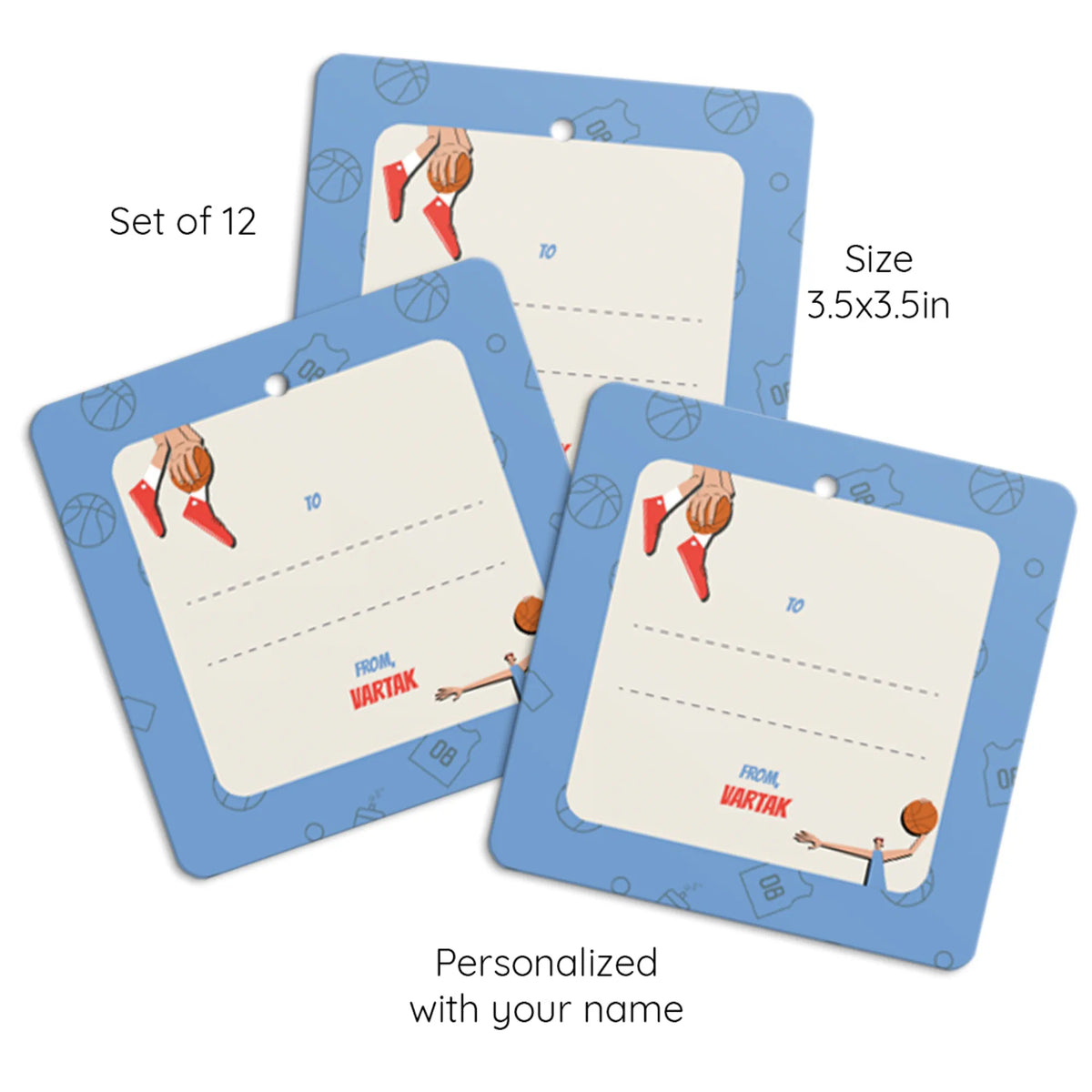 Personalised Basketball Fever Boy Gift Tags  -  Set of 12 - image 6