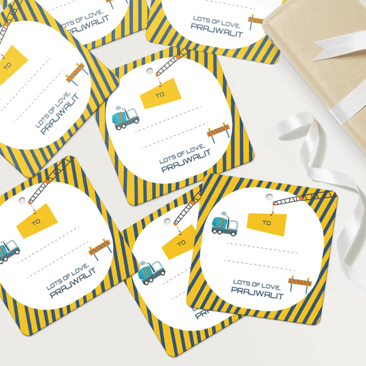 Personalised Construction Site Gift Tags  -  Set of 12 - image 4