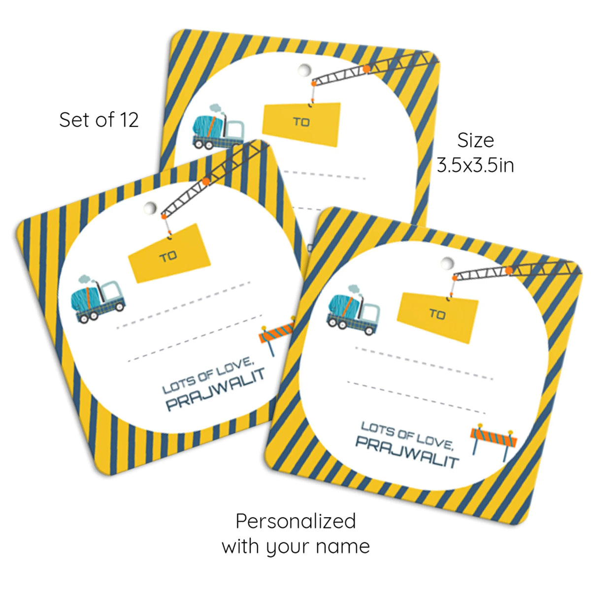Personalised Construction Site Gift Tags  -  Set of 12 - image 6