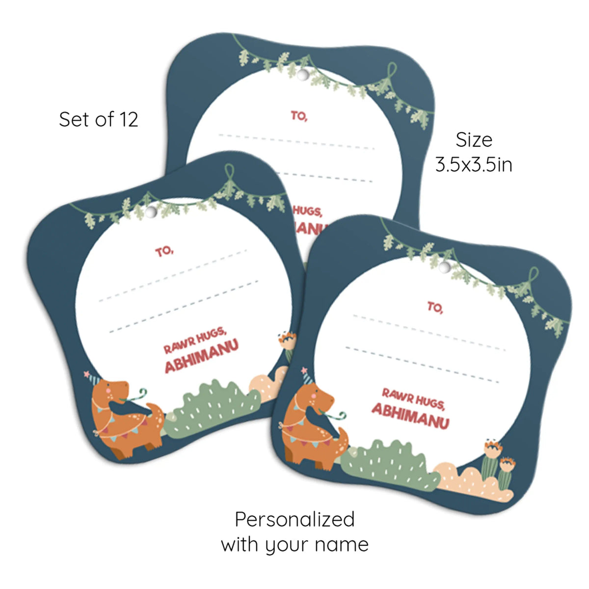 Personalised Dino Party Gift Tags  -  Set of 12 - image 6