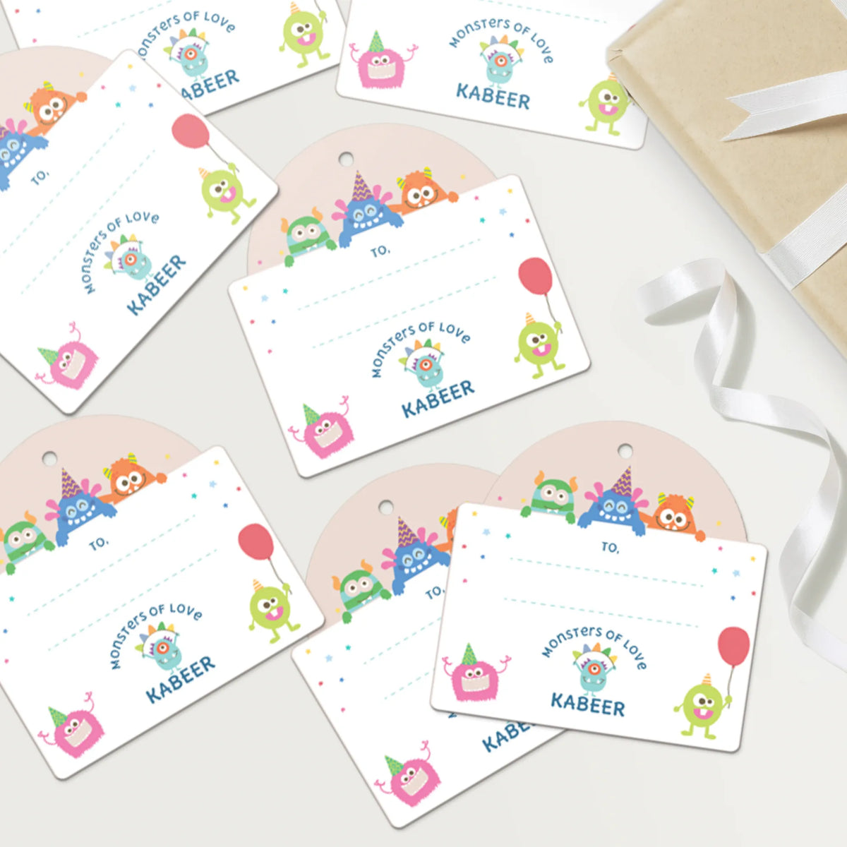 Personalised Monster Party Gift Tags  -  Set of 12 - image 4