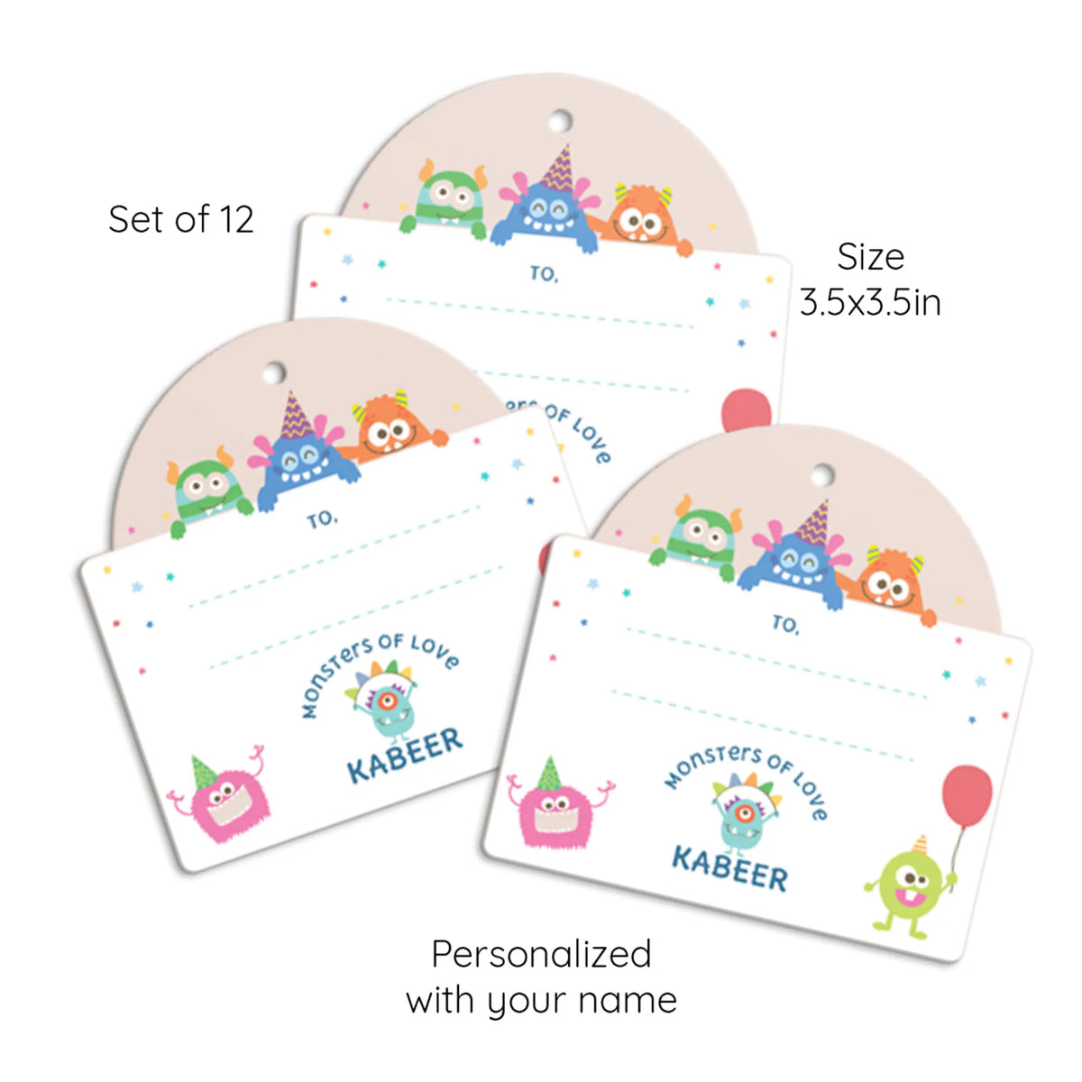 Personalised Monster Party Gift Tags  -  Set of 12 - image 6