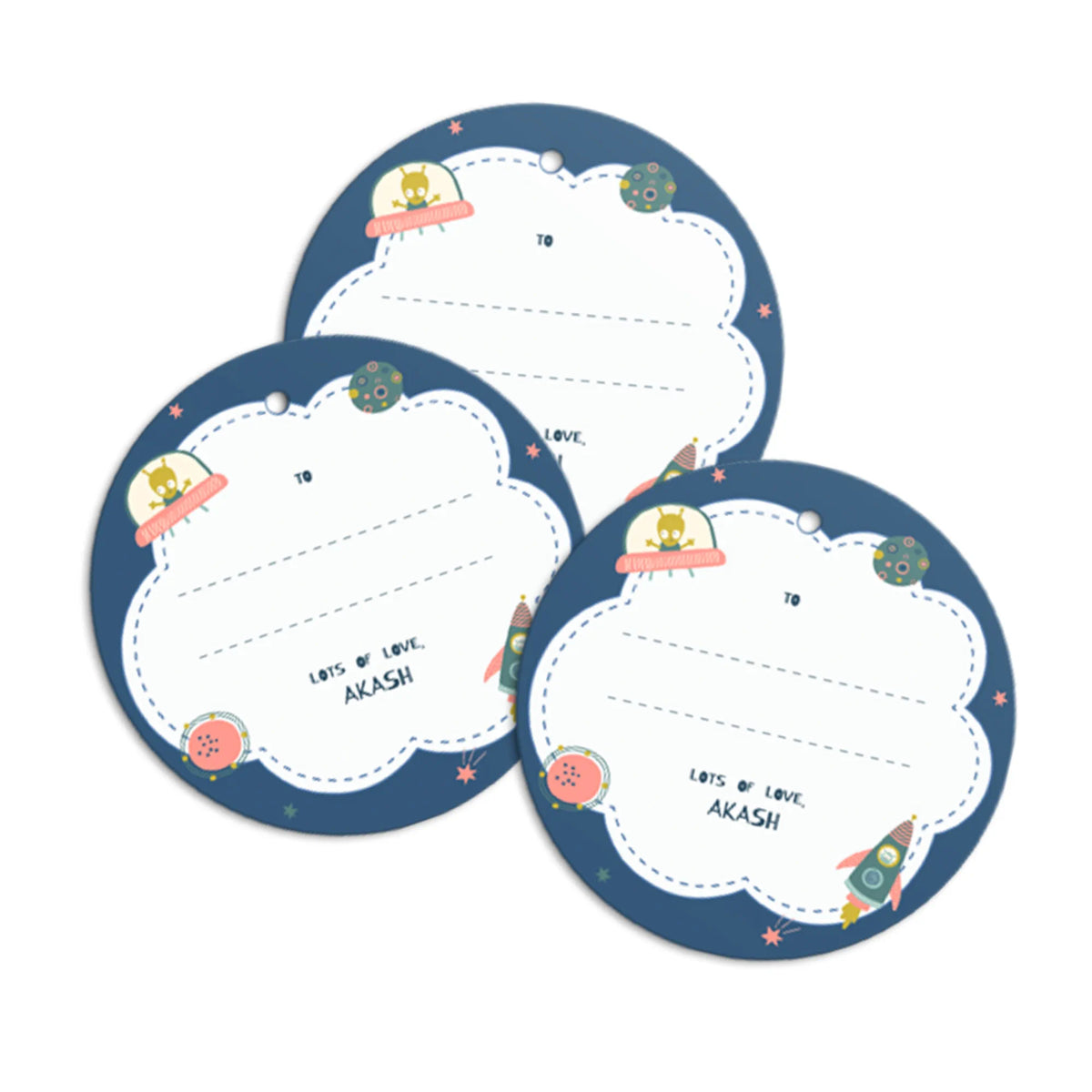 Personalised Space Explorer Gift Tags  -  Set of 12 - image 1