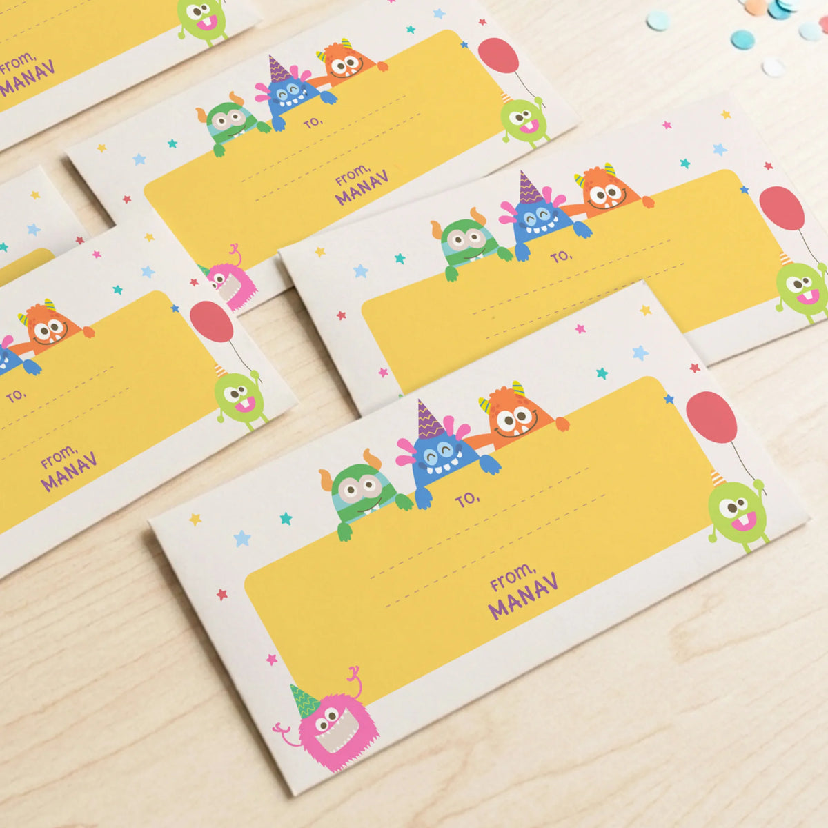 Personalised Monster Party Money Envelopes (Set of 10) - image 2