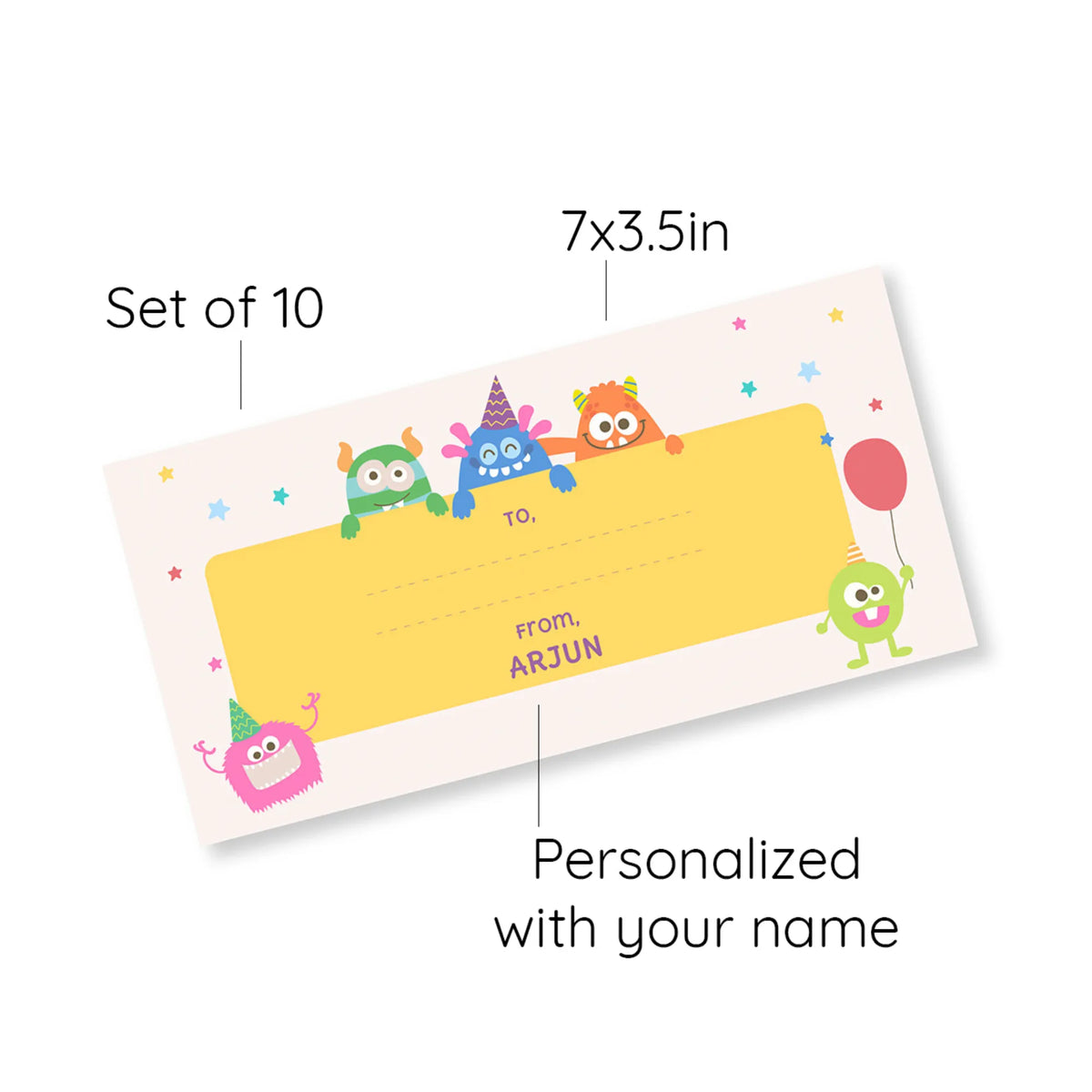 Personalised Monster Party Money Envelopes (Set of 10) - image 6