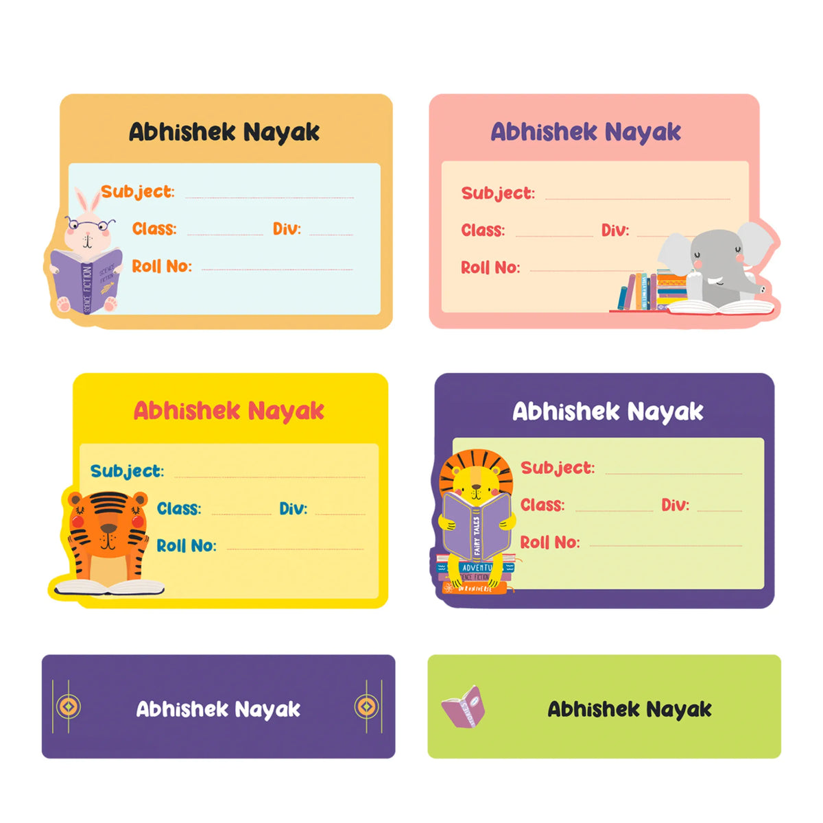 Personalised Animal Library Name Slips for School Books (Set of 24) - image 1