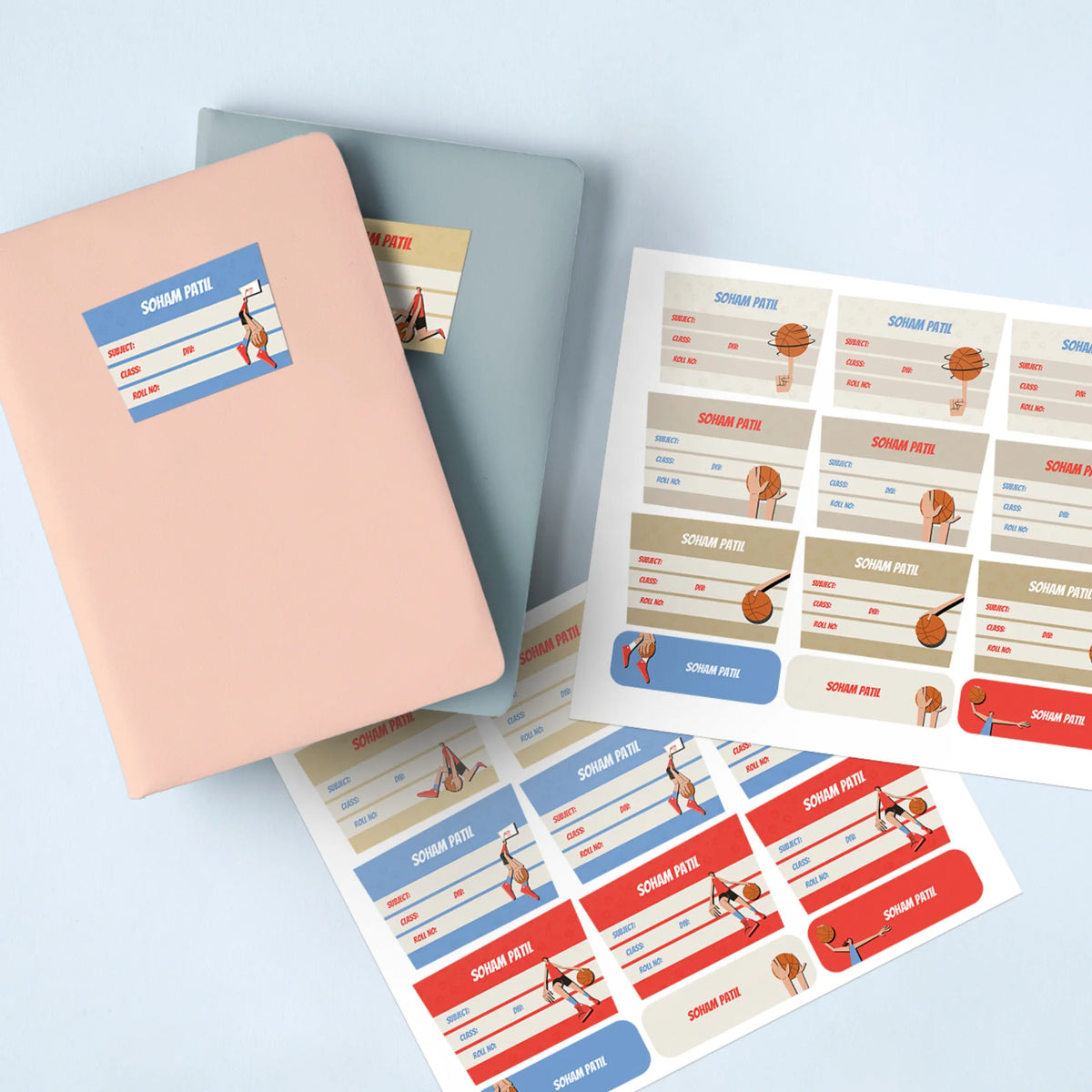 Personalised Basketball Fever Boy Name Slips for School Books (Set of 24) - image 2