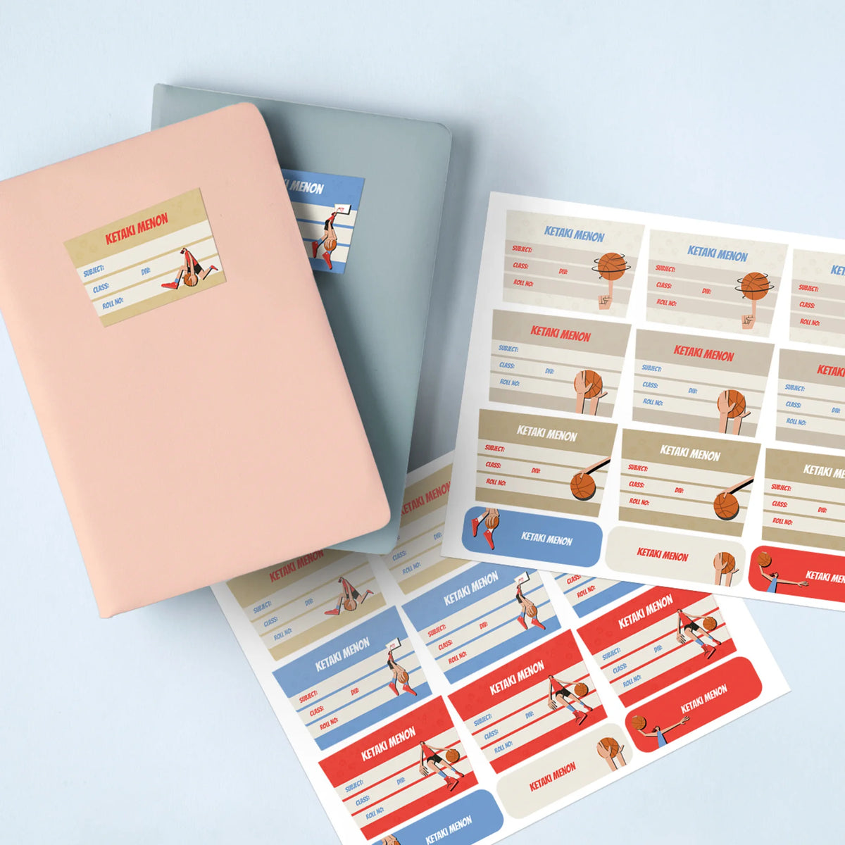 Personalised Basketball Fever Girl Name Slips for School Books (Set of 24) - image 2