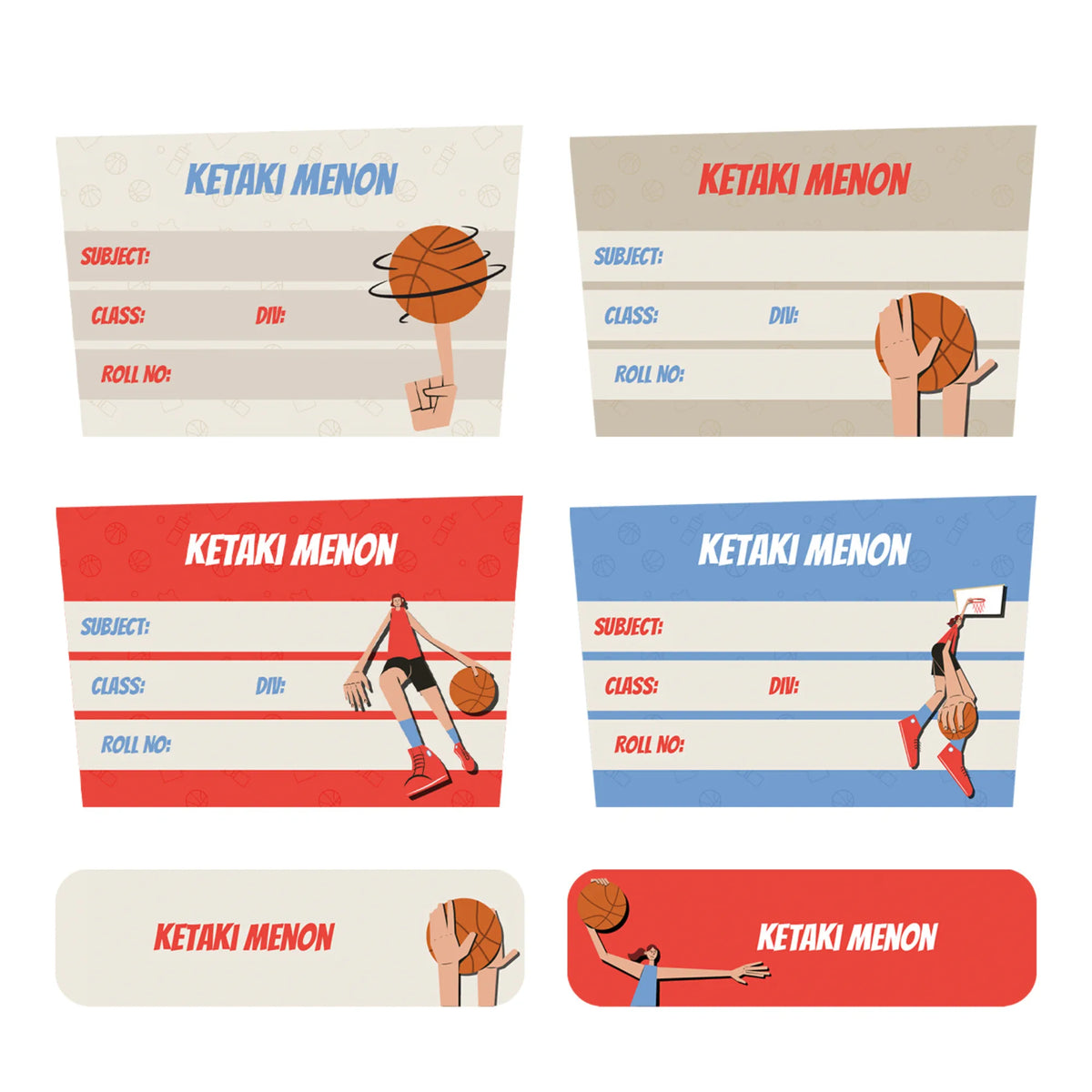 Personalised Basketball Fever Girl Name Slips for School Books (Set of 24) - image 1