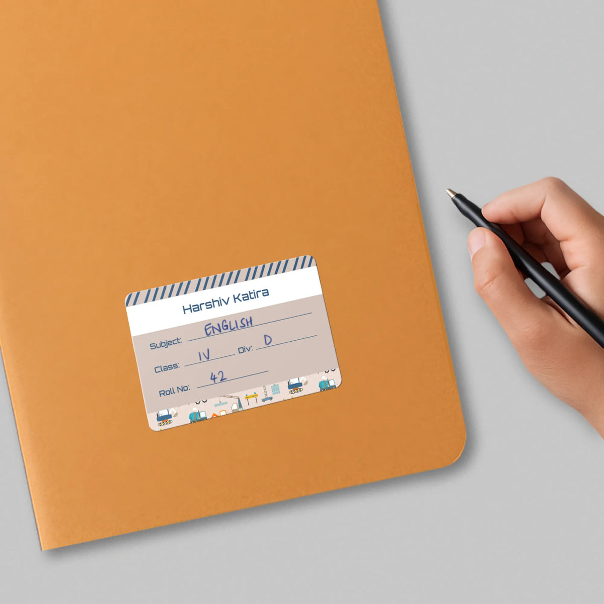 Personalised Construction Site Name Slips for School Books (Set of 24) - image 4