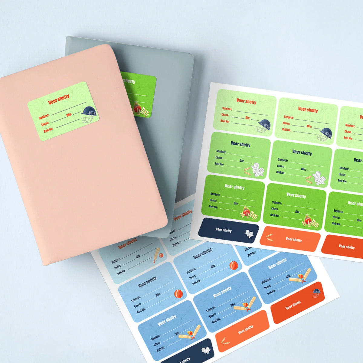 Personalised Cricket Buzz Name Slips for School Books (Set of 24) - image 2