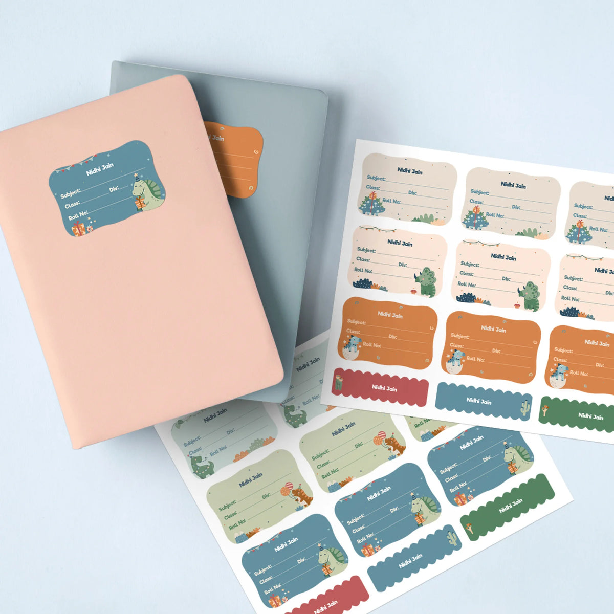 Personalised Dino Party Name Slips for School Books (Set of 24) - image 2