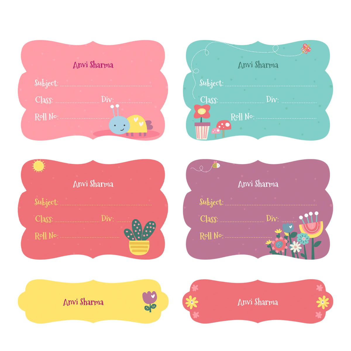 Personalised Enchanted Garden Name Slips for School Books (Set of 24) - image 1