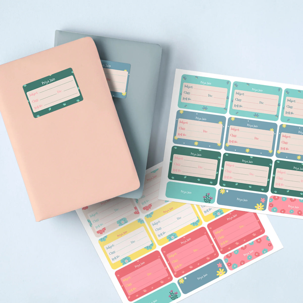 Personalised Flower Power Name Slips for School Books (Set of 24) - image 2