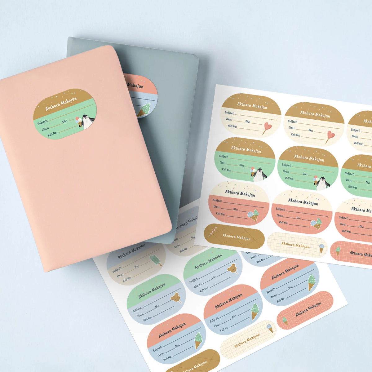 Personalised Ice Cream Fun Name Slips for School Books (Set of 24) - image 2