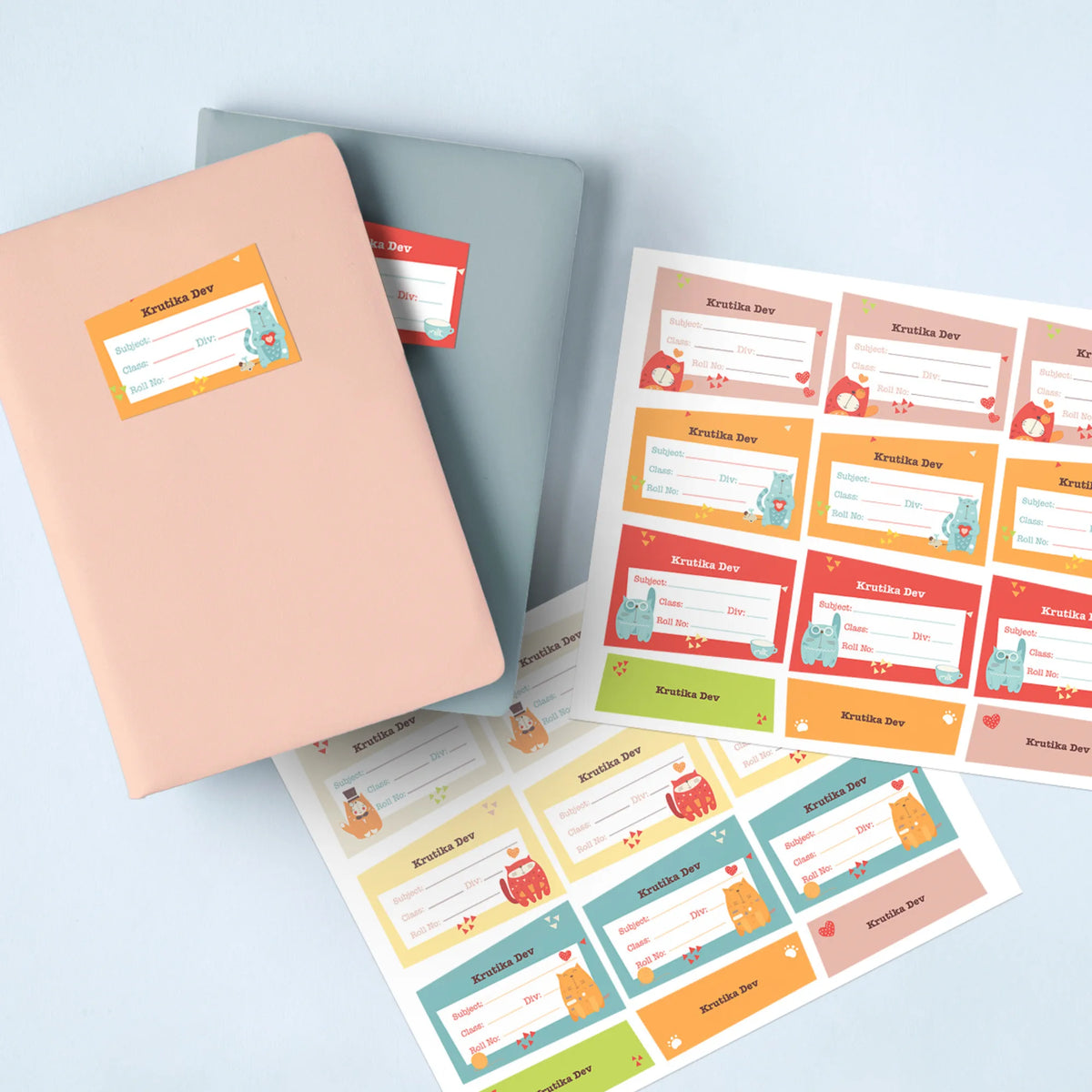 Personalised Kitty Cat Name Slips for School Books (Set of 24) - image 2