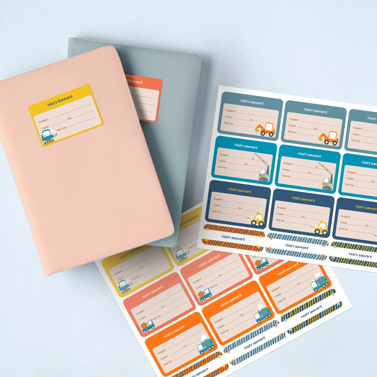 Personalised Let's Build Name Slips for School Books (Set of 24) - image 2