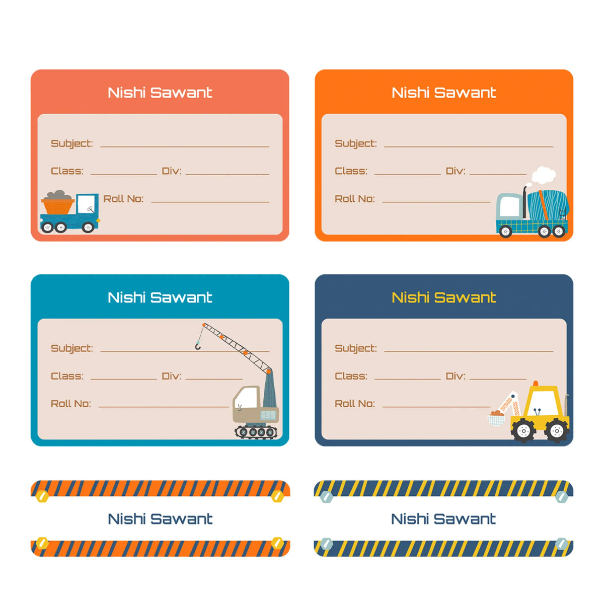 Personalised Let's Build Name Slips for School Books (Set of 24) - image 1