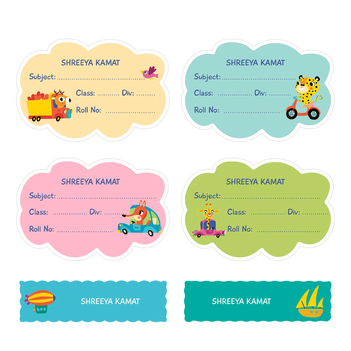 Personalised Let's Travel Name Slips for School Books (Set of 24) - image 1