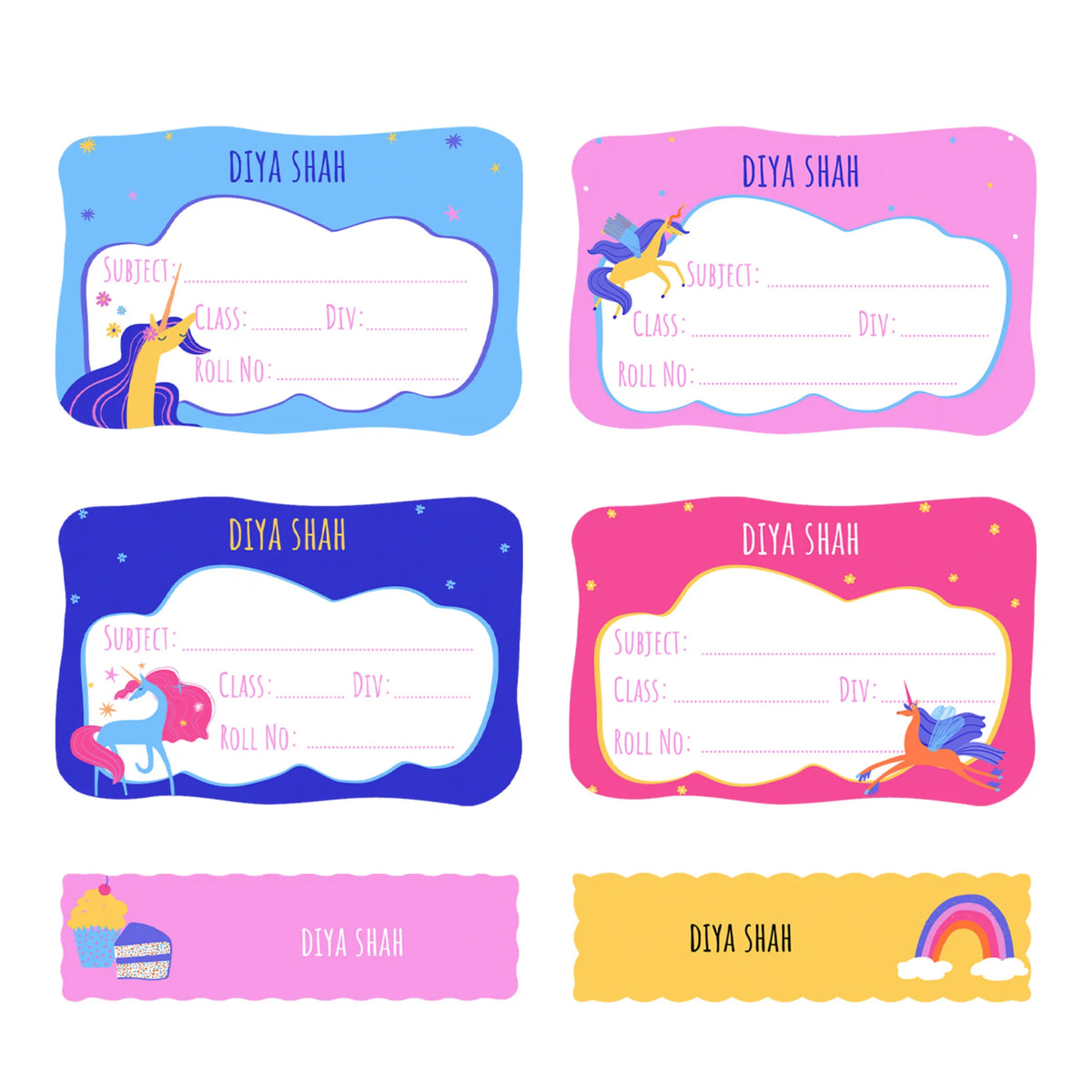Personalised Magical Unicorn Name Slips for School Books (Set of 24) - image 1