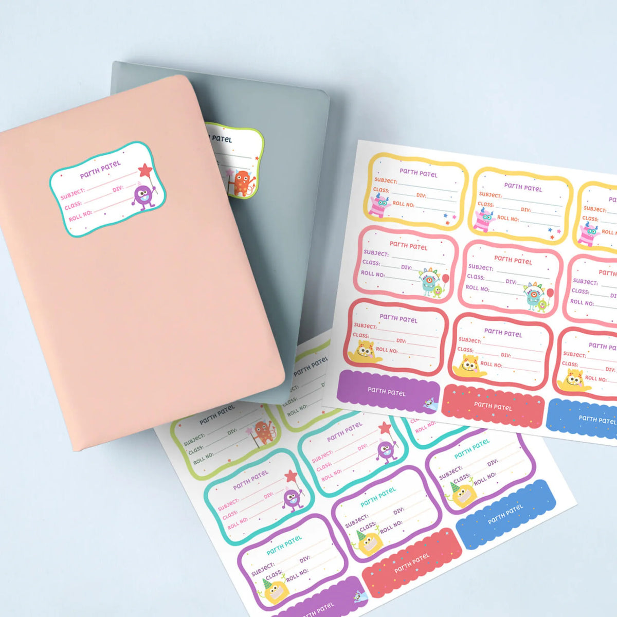 Personalised Monster Party Name Slips for School Books (Set of 24) - image 2