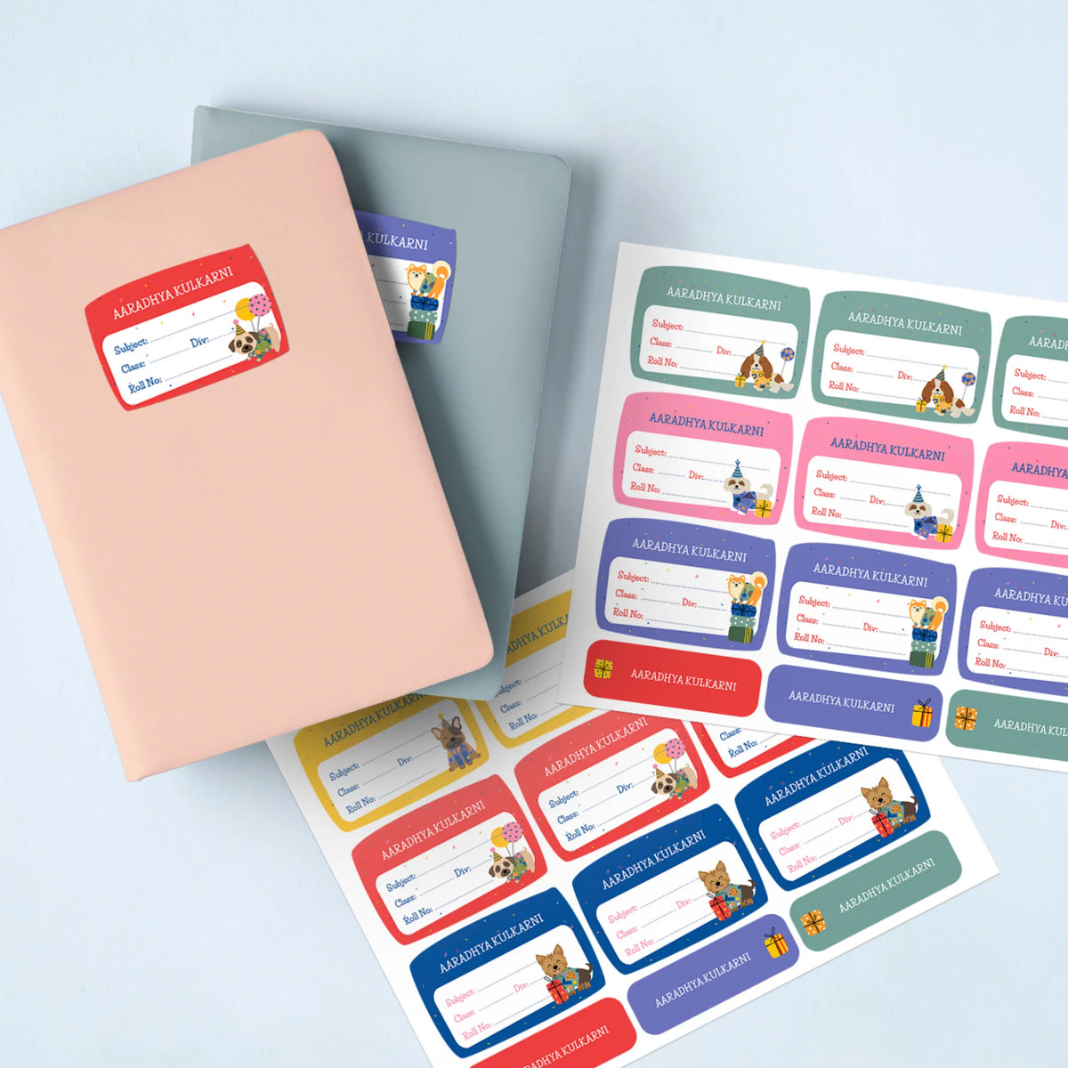 Personalised Paw Party Name Slips for School Books (Set of 24) - image 2