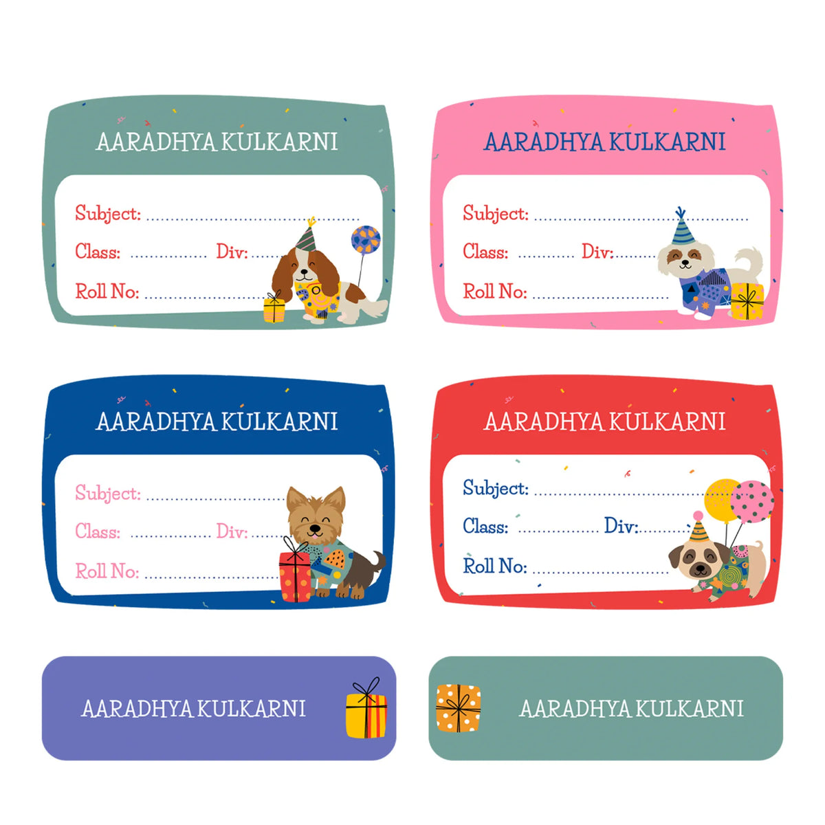 Personalised Paw Party Name Slips for School Books (Set of 24) - image 1