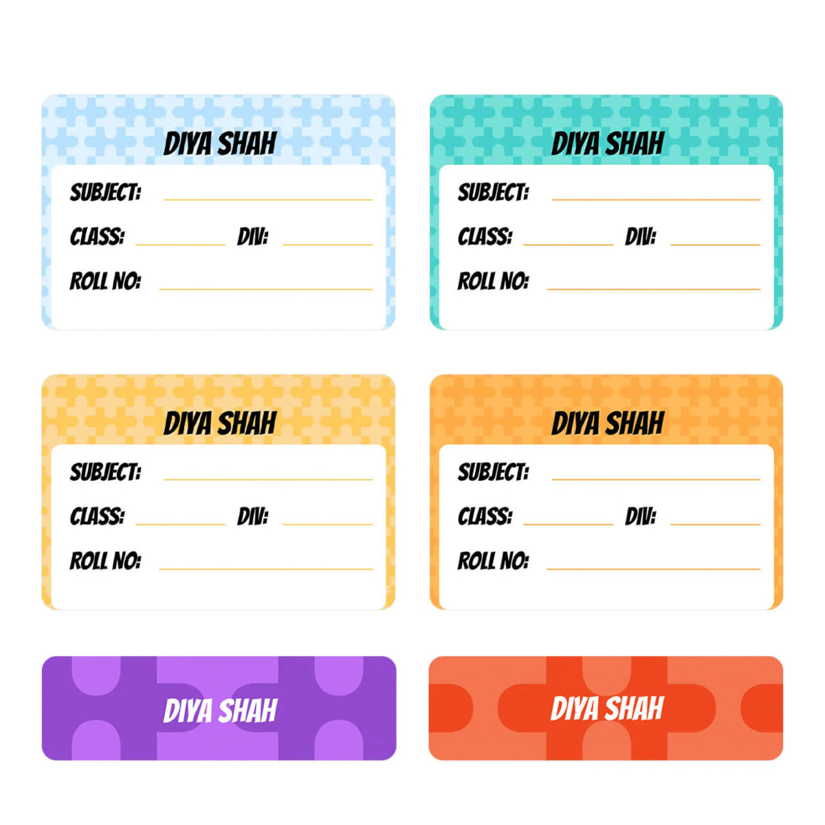 Personalised Puzzle Pop Name Slips for School Books (Set of 24) - image 1