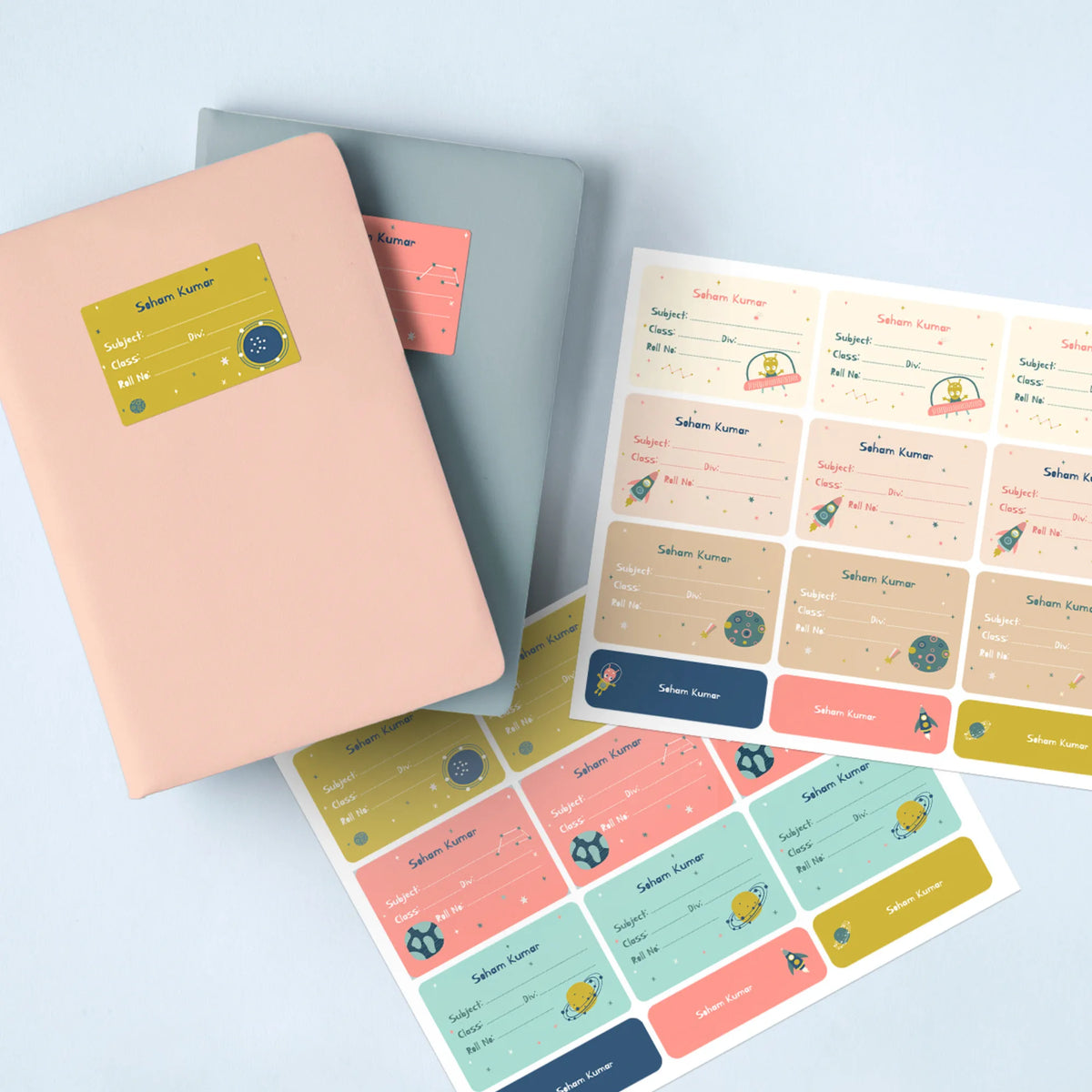 Personalised Space Explorer Name Slips for School Books (Set of 24) - image 2
