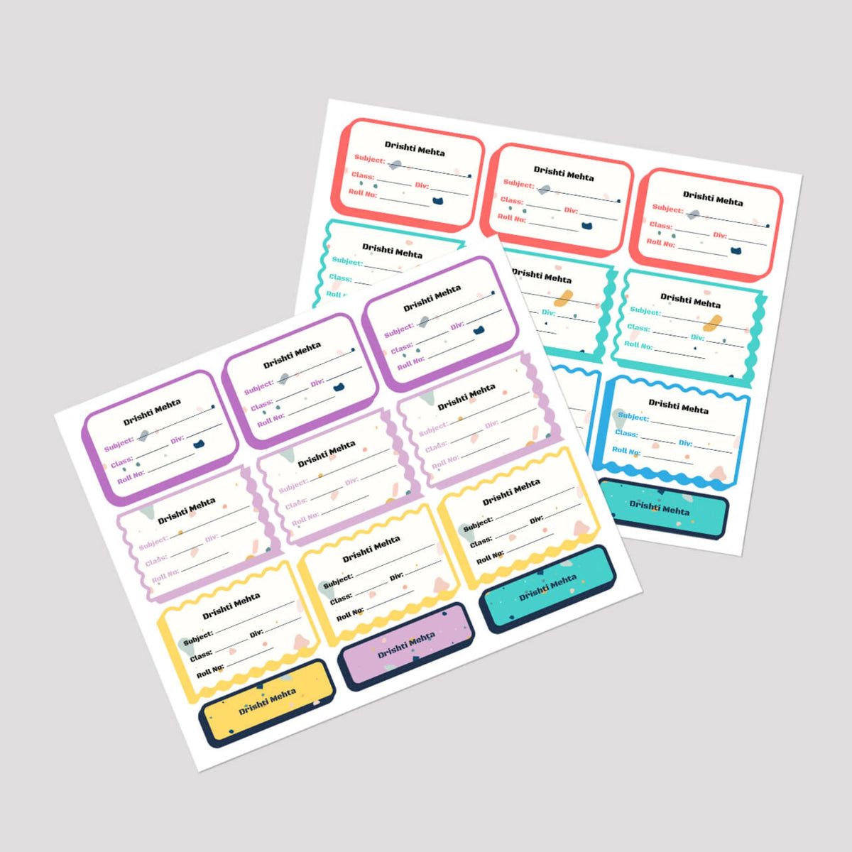 Personalised Terrazzo Pop Name Slips for School Books (Set of 24) - image 5